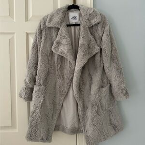 JACK by BB Dakota Shear Factor Faux Fur Coat in Toffee